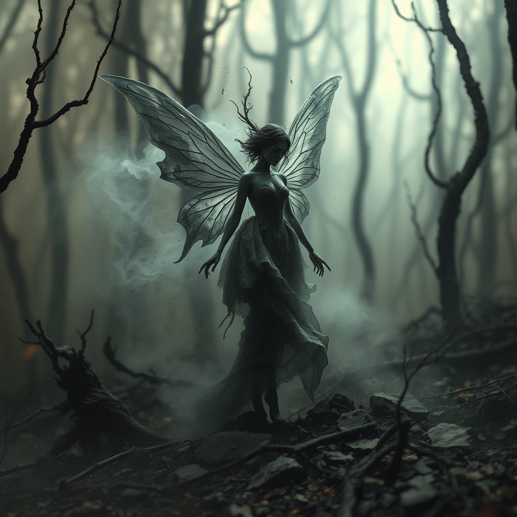 Ash Fairy in Charred Forest Concept Art