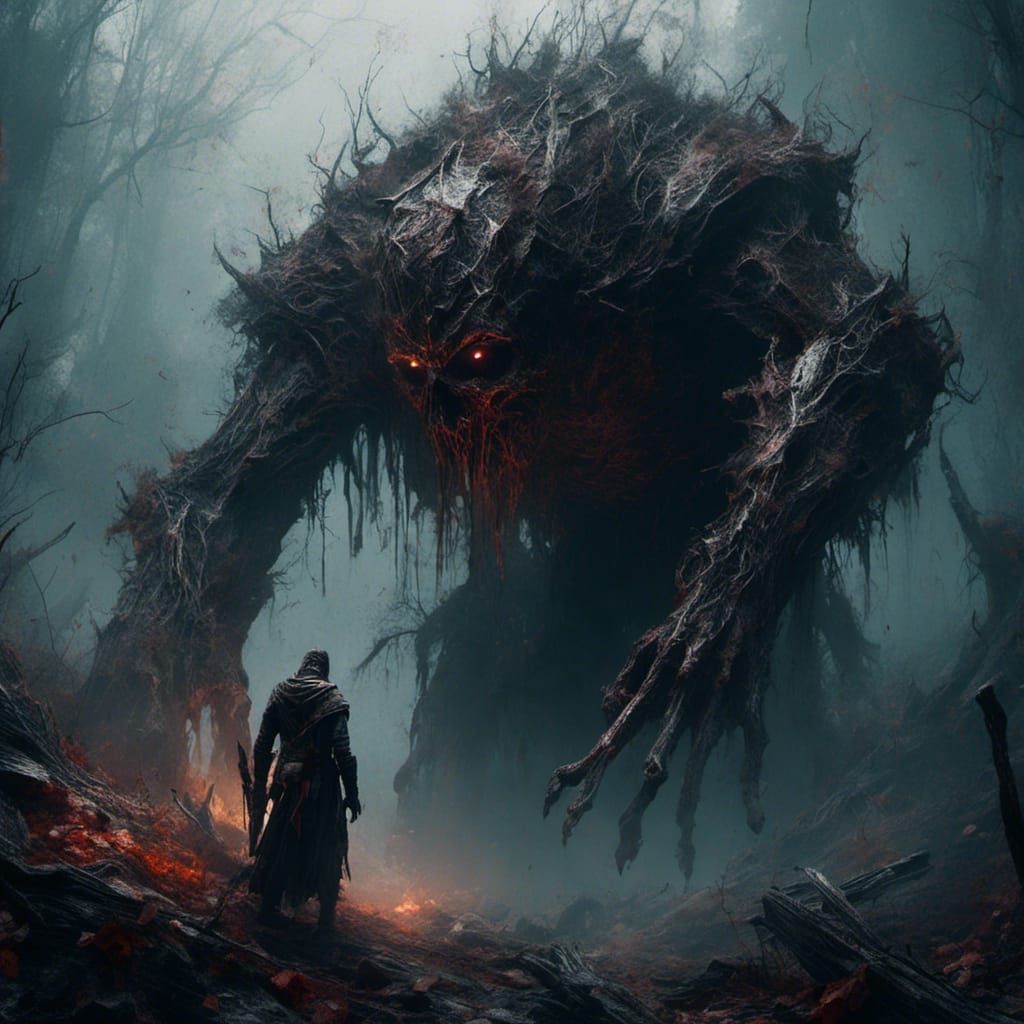 Knight Under Spectral Gaze: Dark Fantasy Concept Art