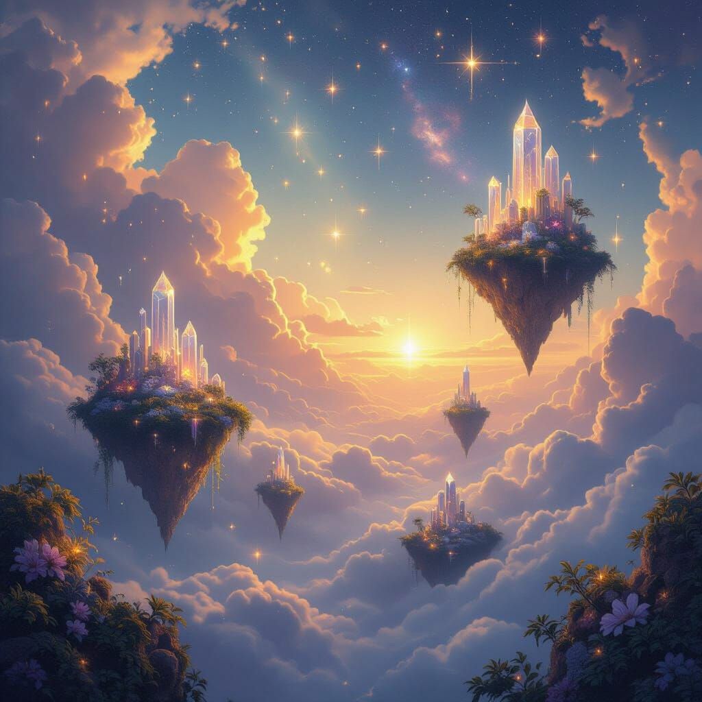 Ethereal Celestial Realm in Golden Light