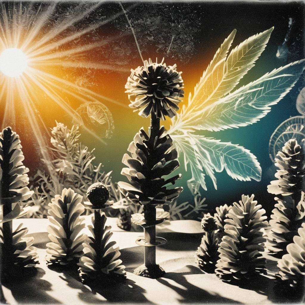 Surrealist Black and White Photogram in Man Ray Style