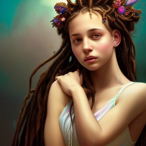 Gorgeous Fairy Portrait with Rainbow Dreadlocks