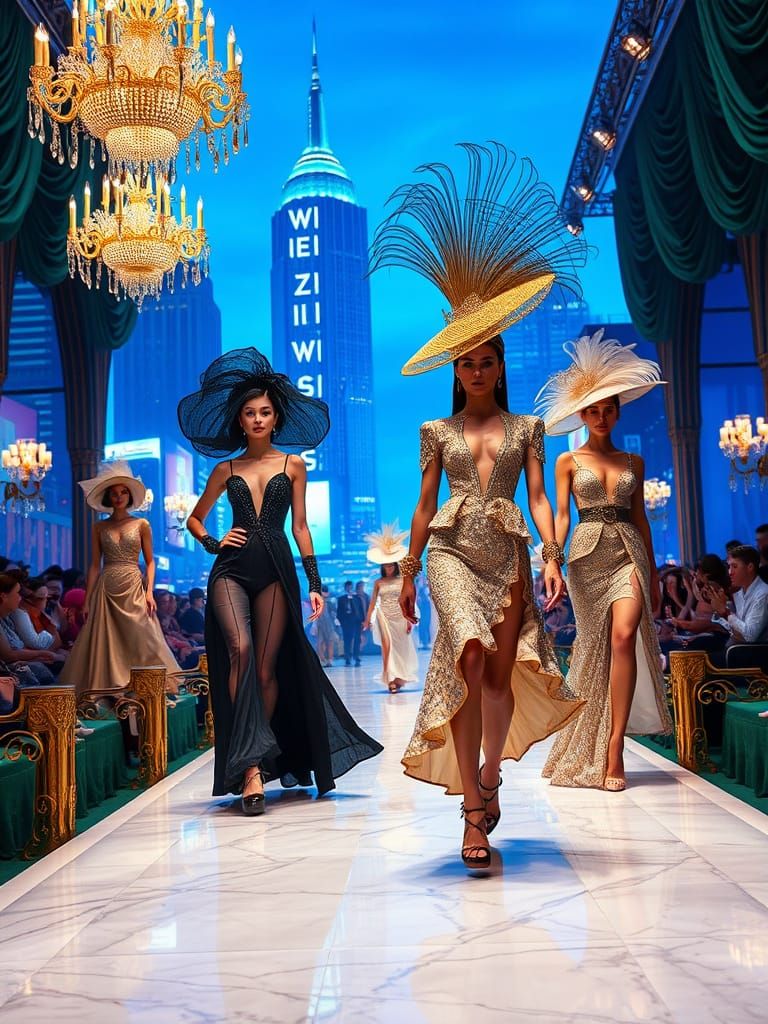 Luxurious Fashion Show in Opulent, Art Deco Style