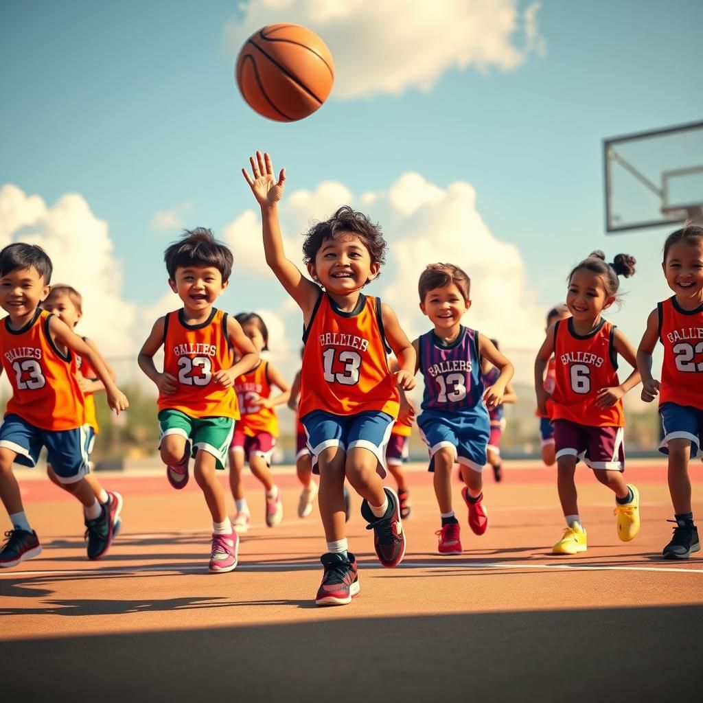 Children's Basketball Teamwork, Inspired Digital Art