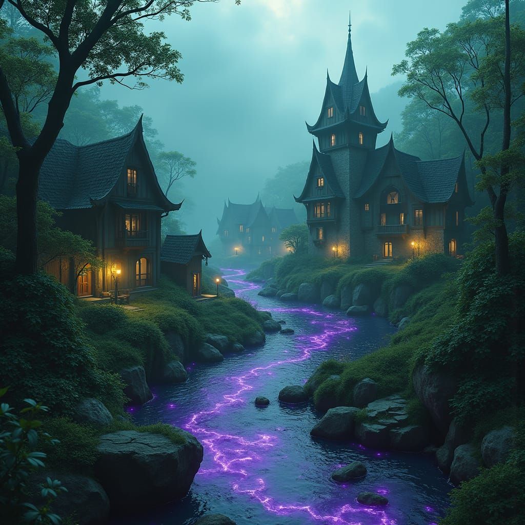 Mystical Village River Tainted by Black Magic