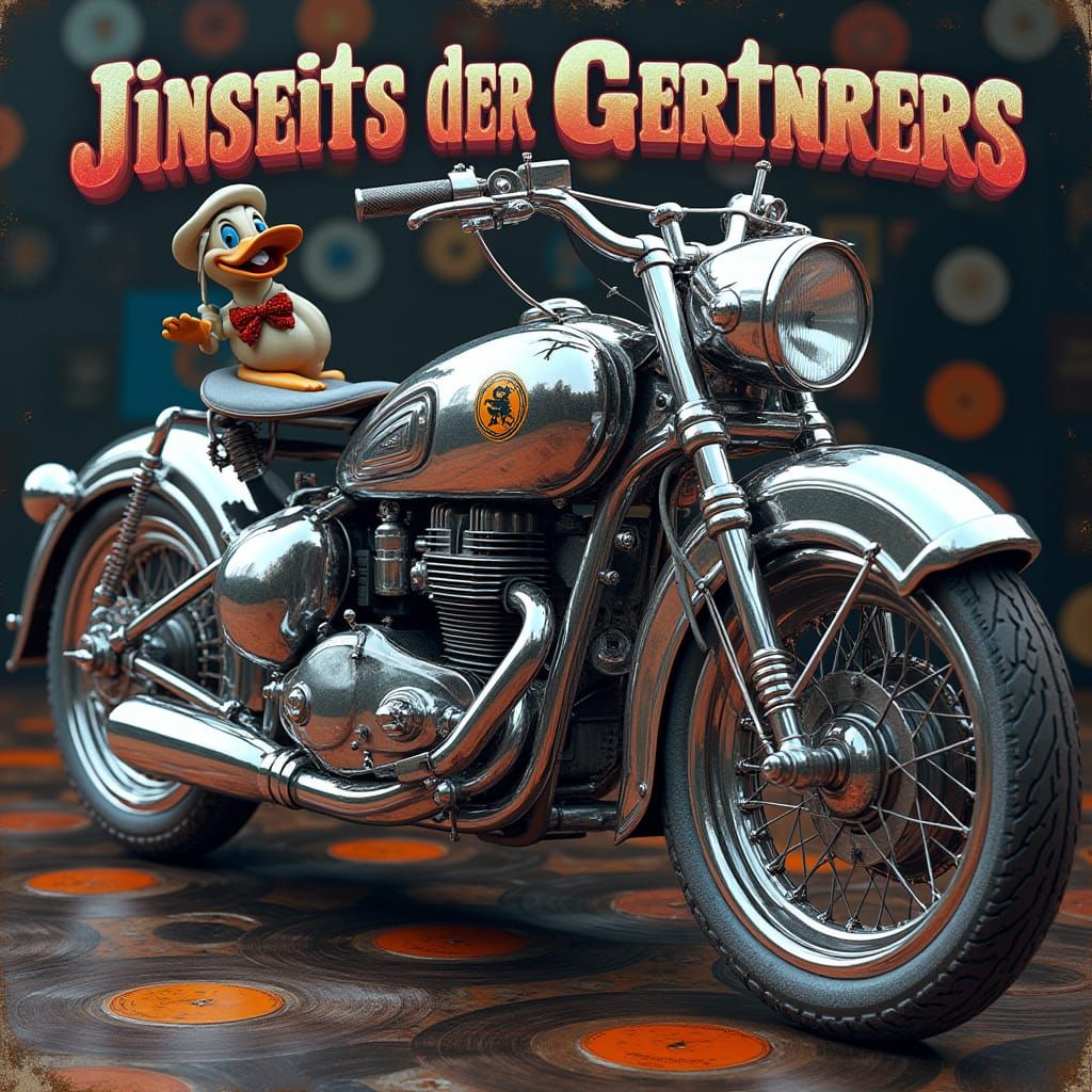 Hyper-Realistic KTM Motorcycle LP Cover in Chrome and Vinyl