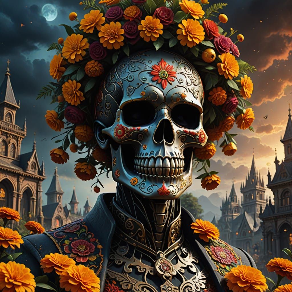 Day of the Dead Christmas Tree With Sugar Skulls