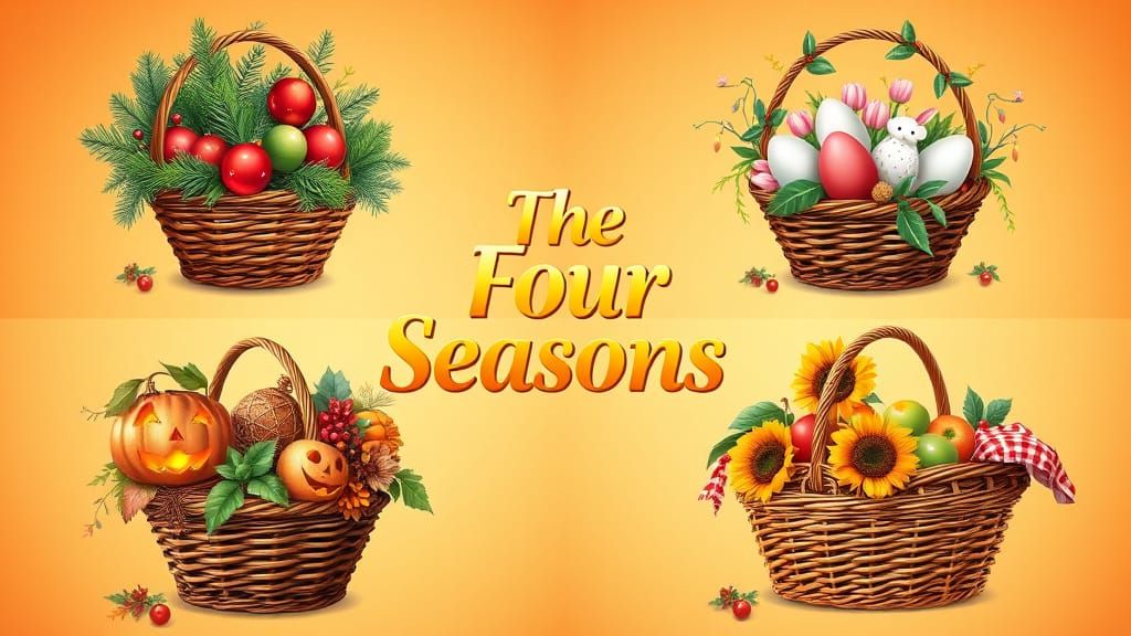 Vibrant Seasons Collage in Whimsical Style