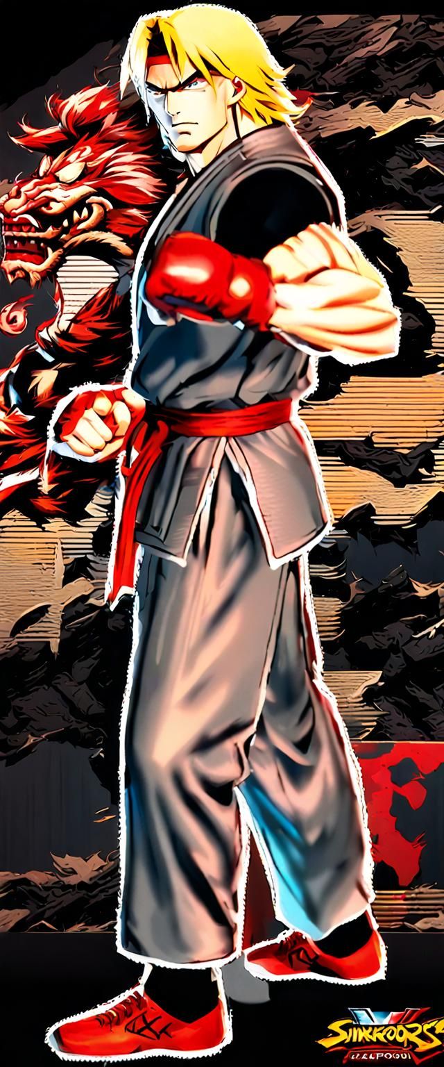 Axl Rose as Ken Masters: Anime-Style Concept Art