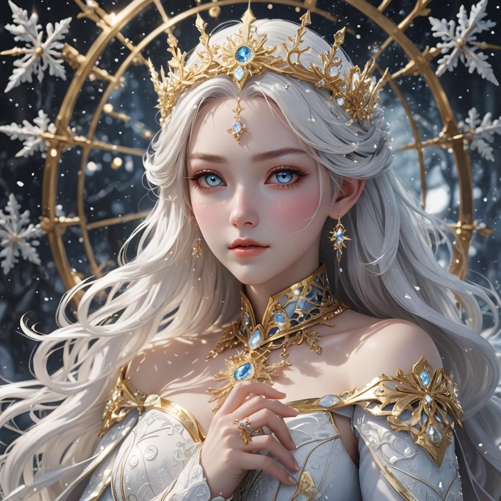 Celestial Snow Queen Teen in 3D Anime Style