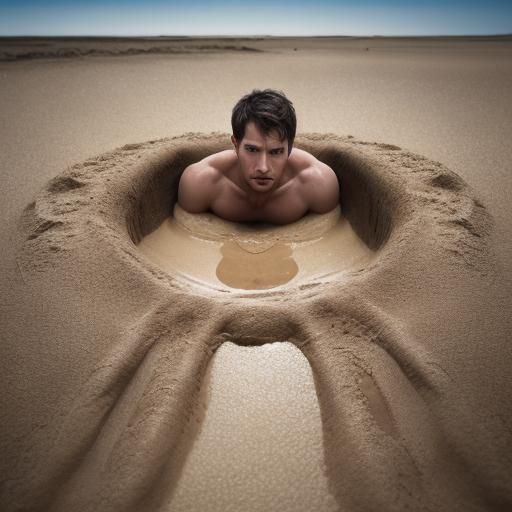 Man Sinking in Quicksand: Professional Photography