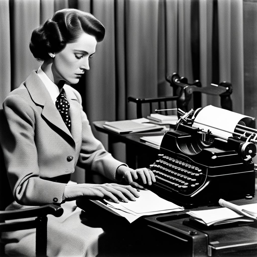 Secretary Typing on Manual Typewriter