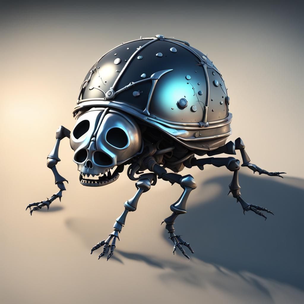 Skeletal Beetle Larva's Lunar Ascent