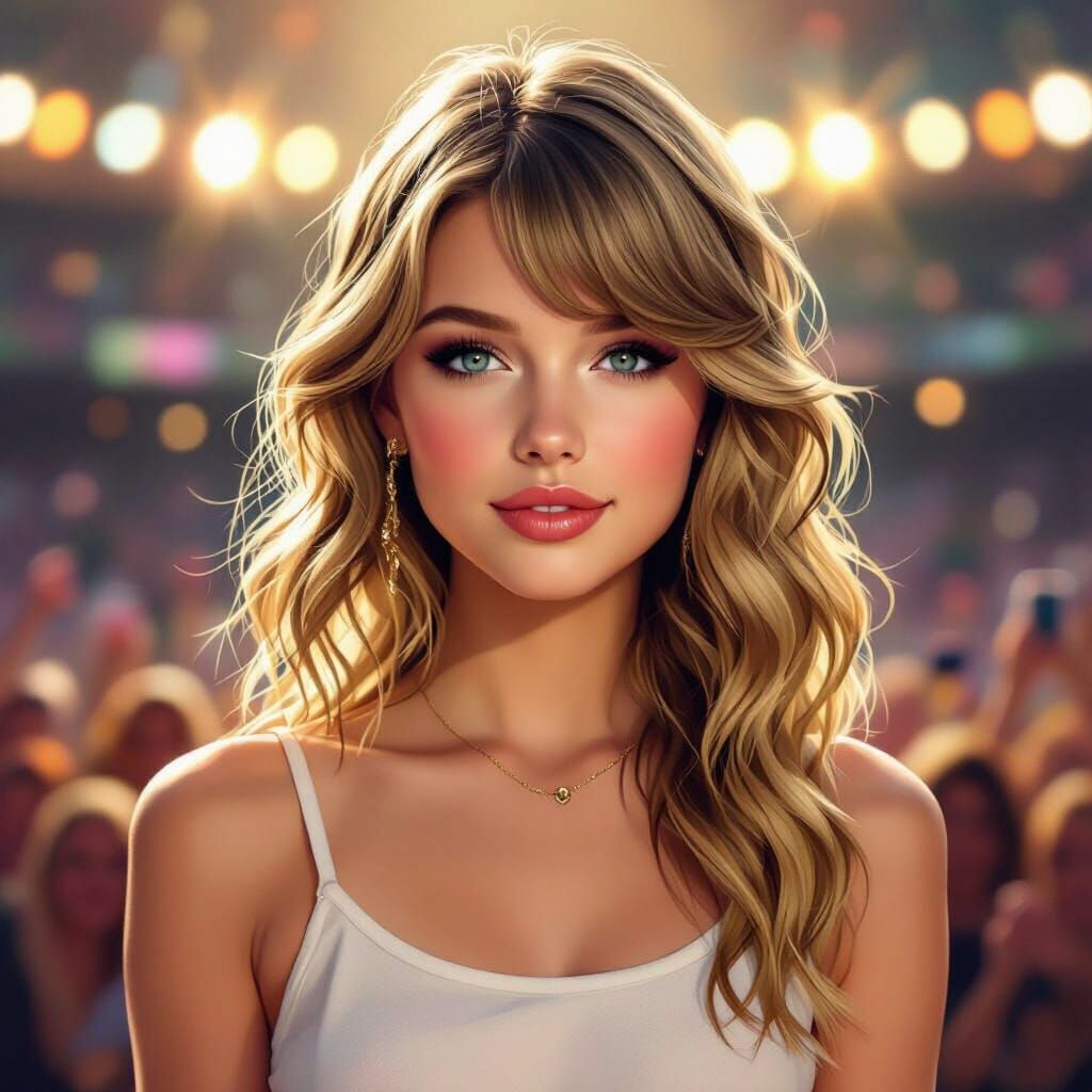 Teenage Girl With Taylor Swift's Hair in Stadium