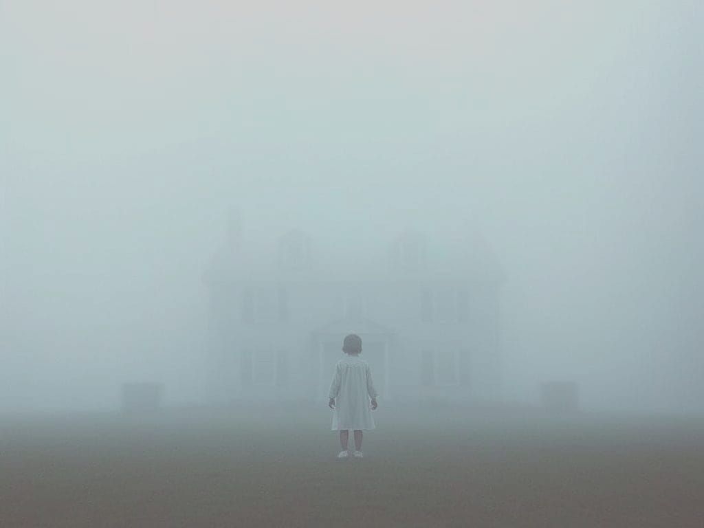 Ghostly Child in Heavy Fog Cinematic Film Still