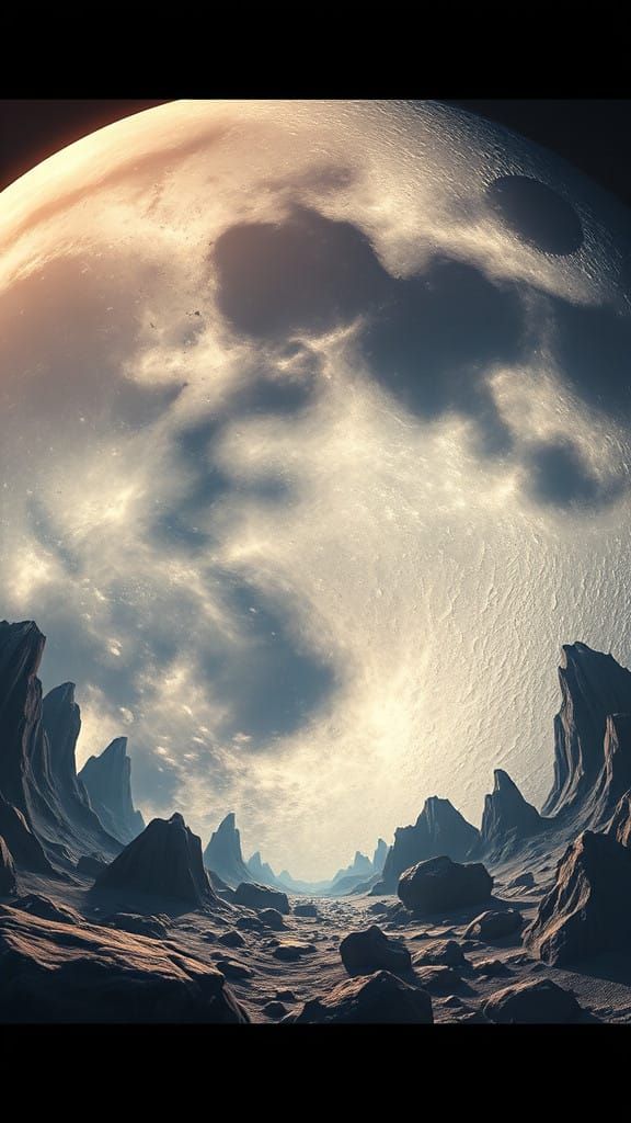 Dreamlike Close-Up of the Moon's Surface in Luminous Detail