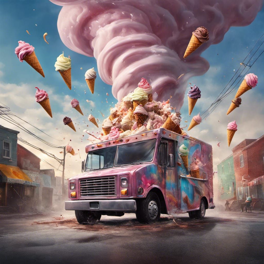 Hyperrealistic Tornado of Ice Cream