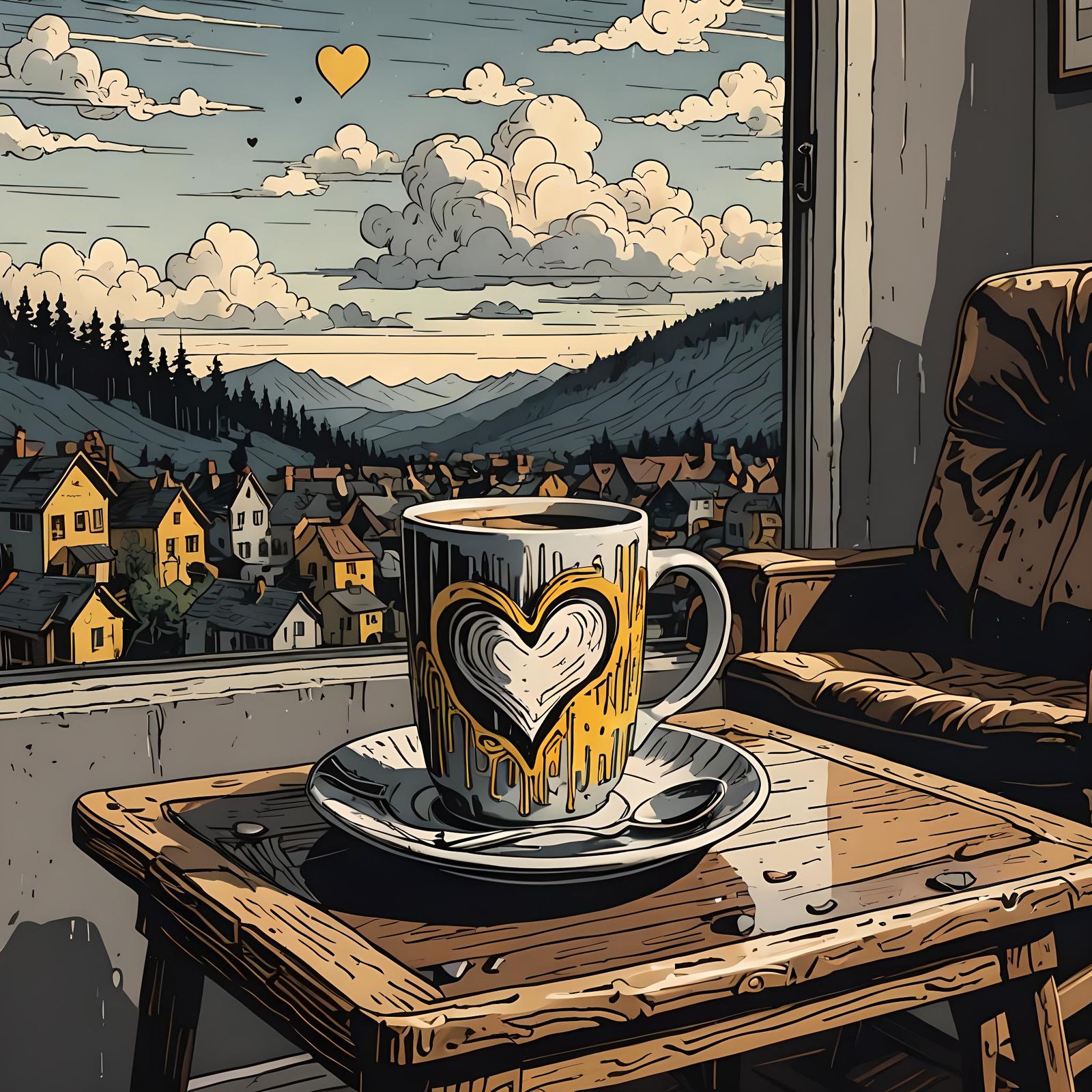 Grotesque Coffee Mug Illustration in Hyperrealism Style