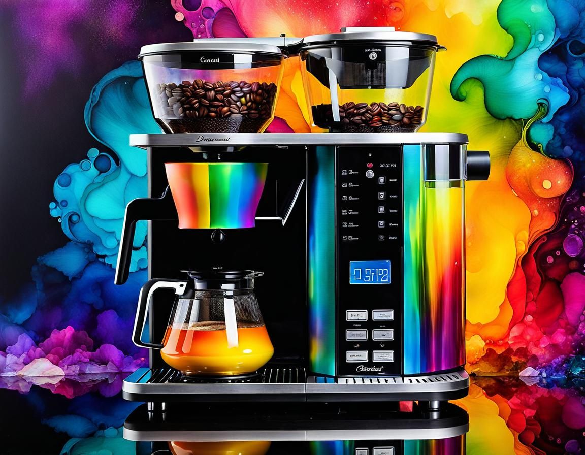 Rainbow Coffee Maker in Gothic Fractal Style
