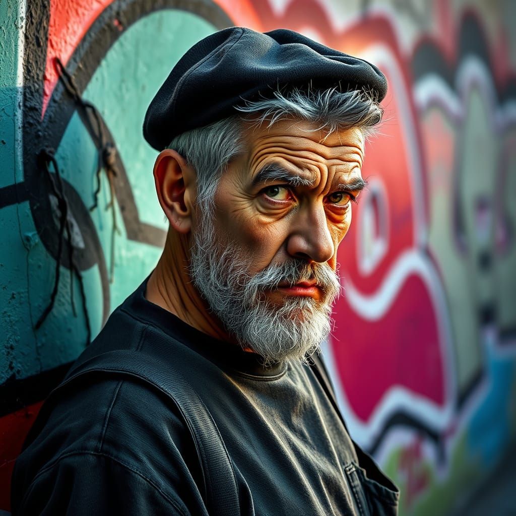 A Graffiti Artist in Full Creative Flow