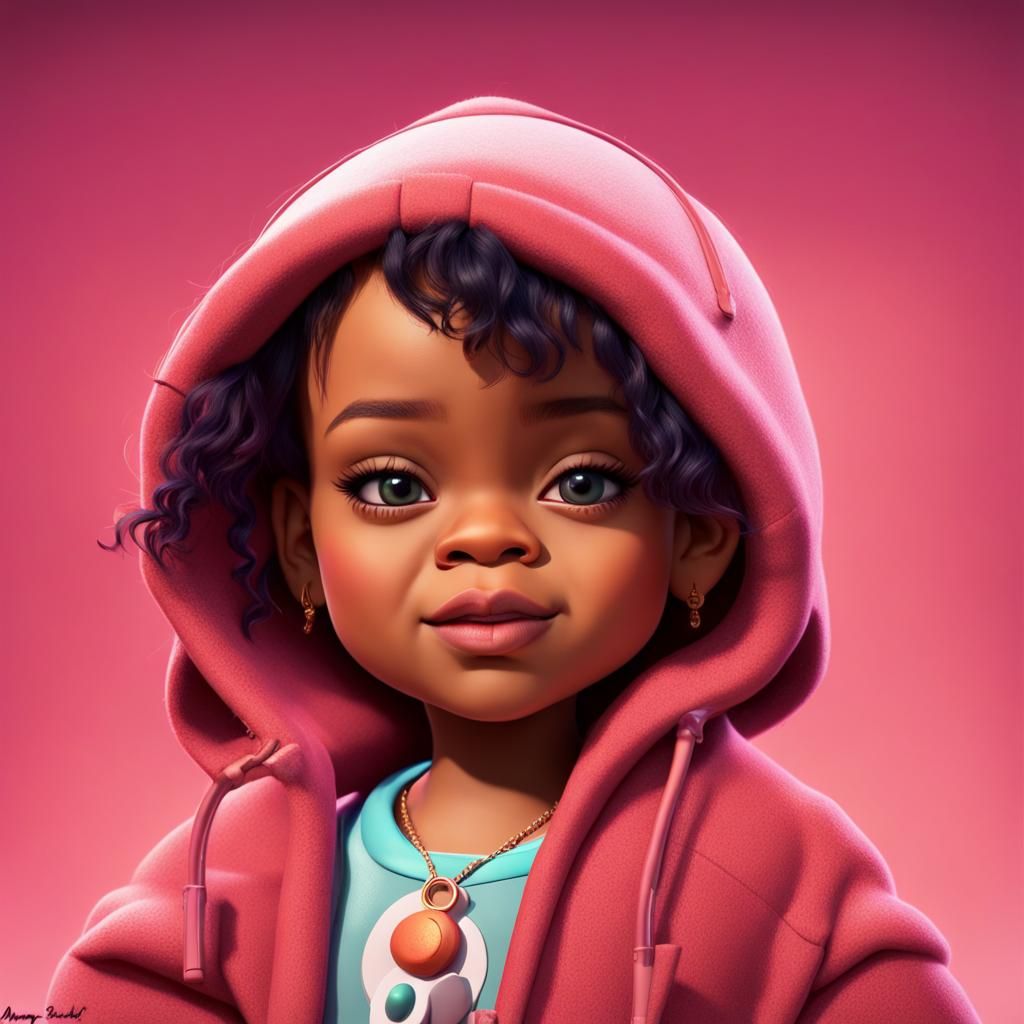 Baby Rihanna as Pixar-Style 3D Digital Art