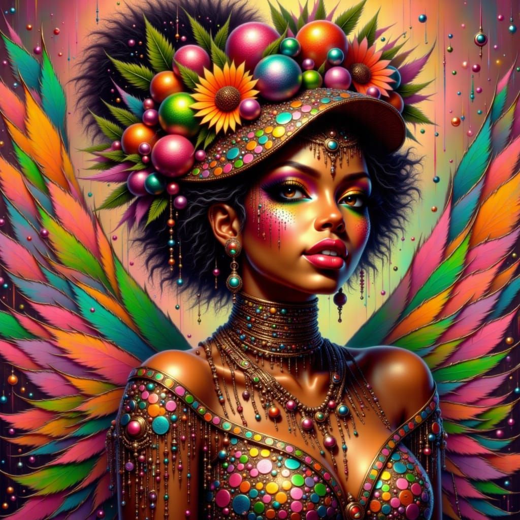 Josephine Baker Cabaret Dancer in Art Deco Style