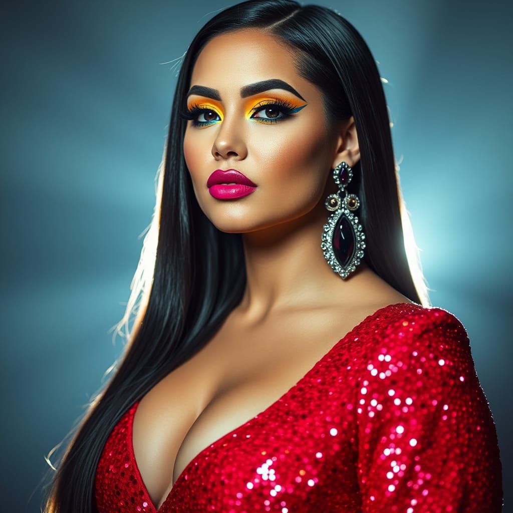 Glamorous Futuristic Woman in Radiant Glow Fashion