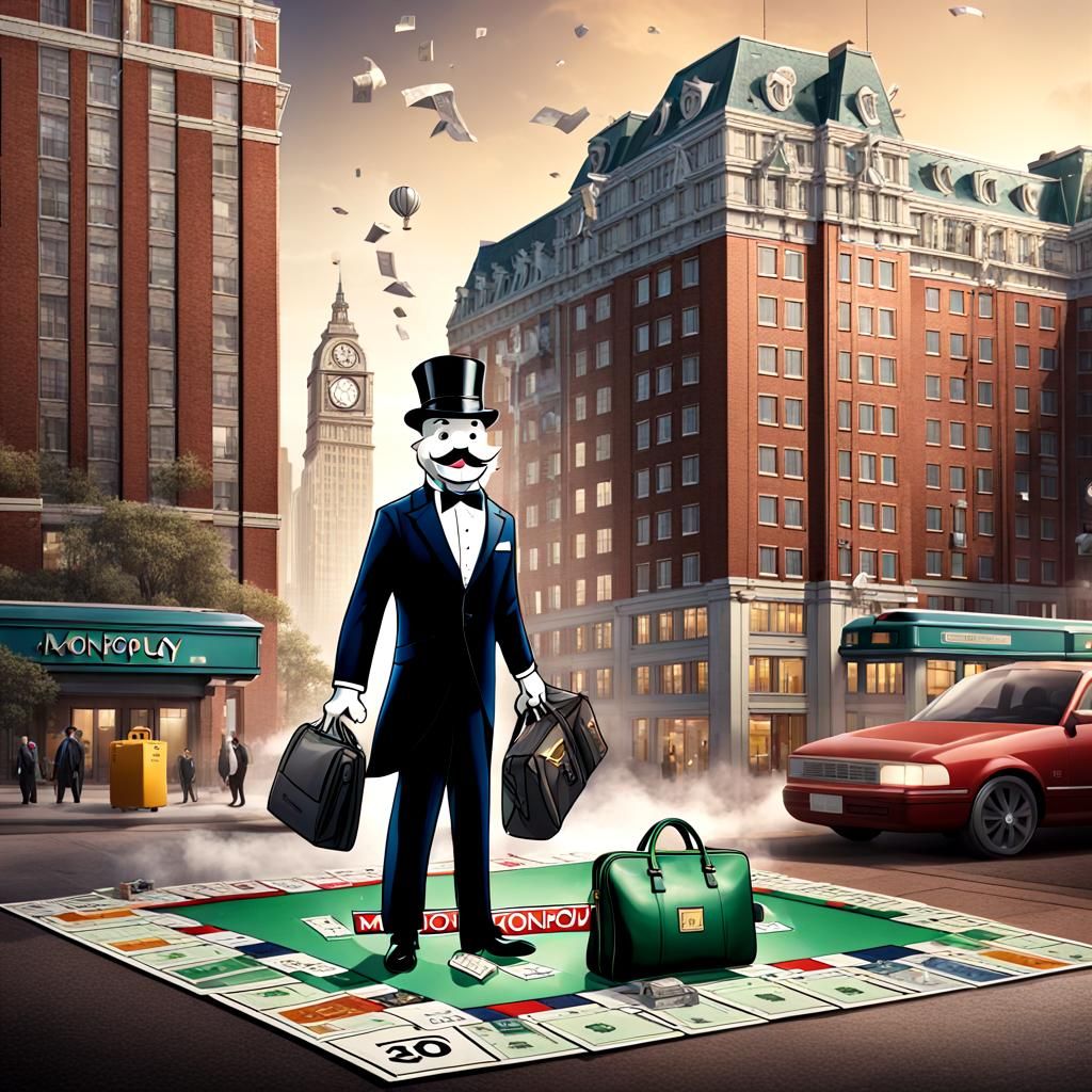 Monopoly Board Hotels Bursting Through Ground