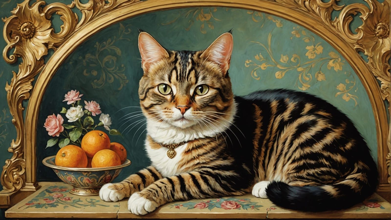 Belle Epoque Style Cat Painting