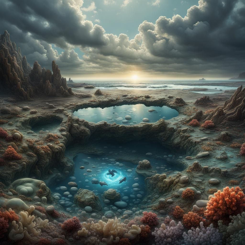 Amoeba in Tide Pool Digital Matte Painting