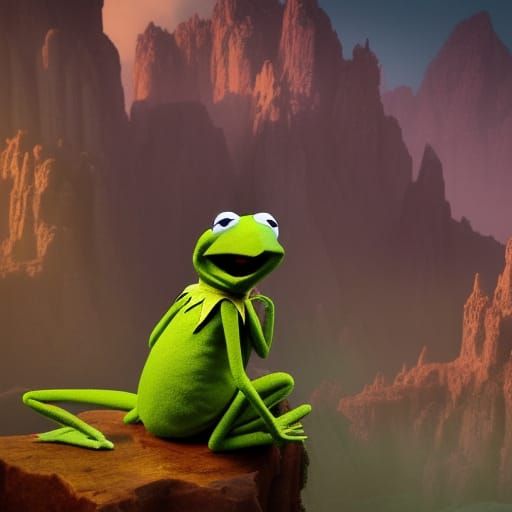 Detailed Matte Painting of Kermit the Frog