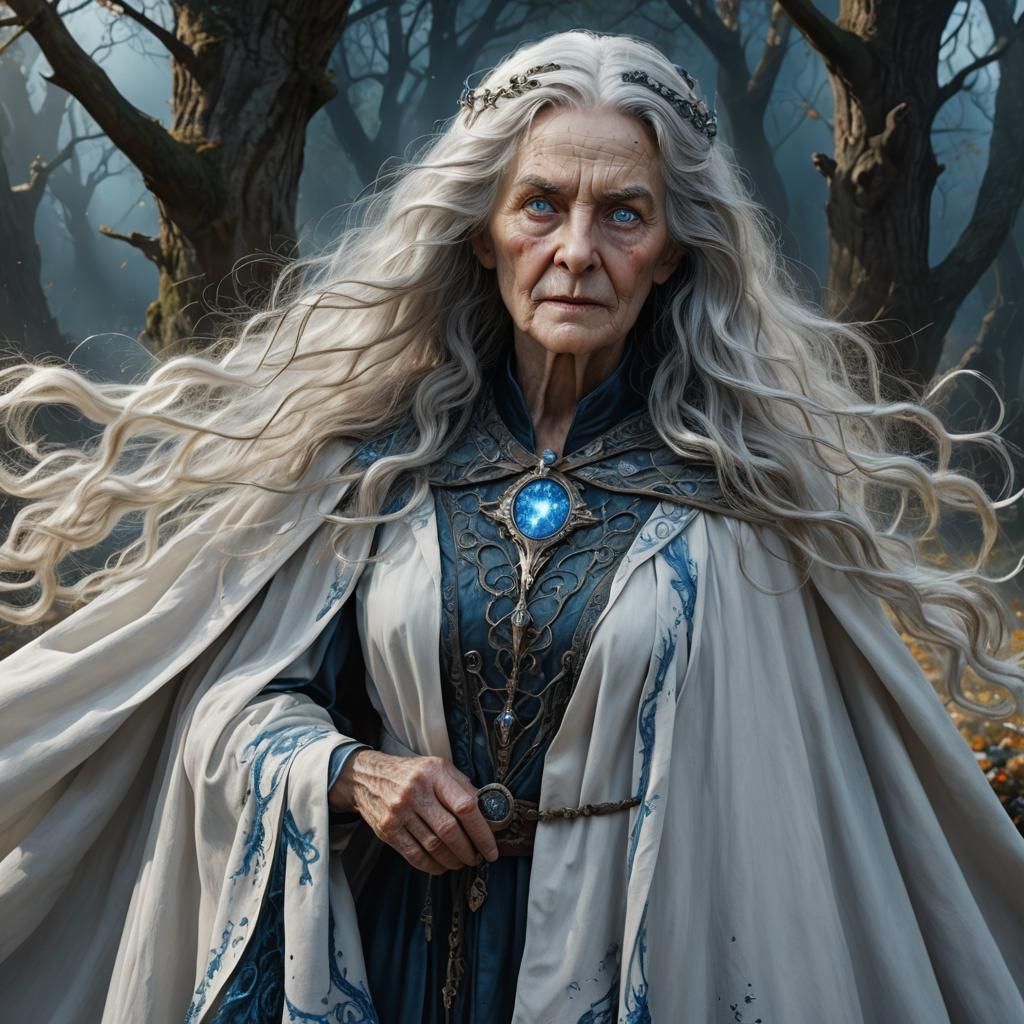Hyperrealistic Portrait of an Elderly Witch in Detailed Matt...