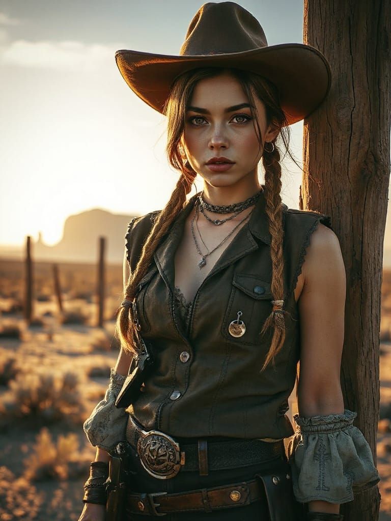 Romanticized Western Portrait in Painterly Realism