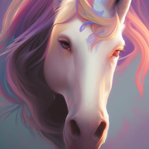 Intricate Unicorn Girl Portrait in Art Nouveau Style