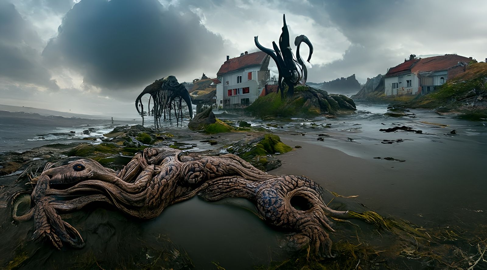 Eldritch Horror on Coastal Village Shore