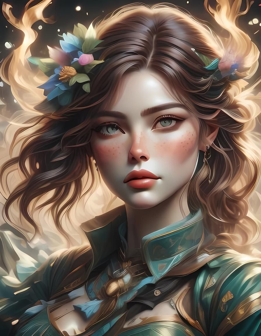 Detailed Portrait of Woman with Green Eyes