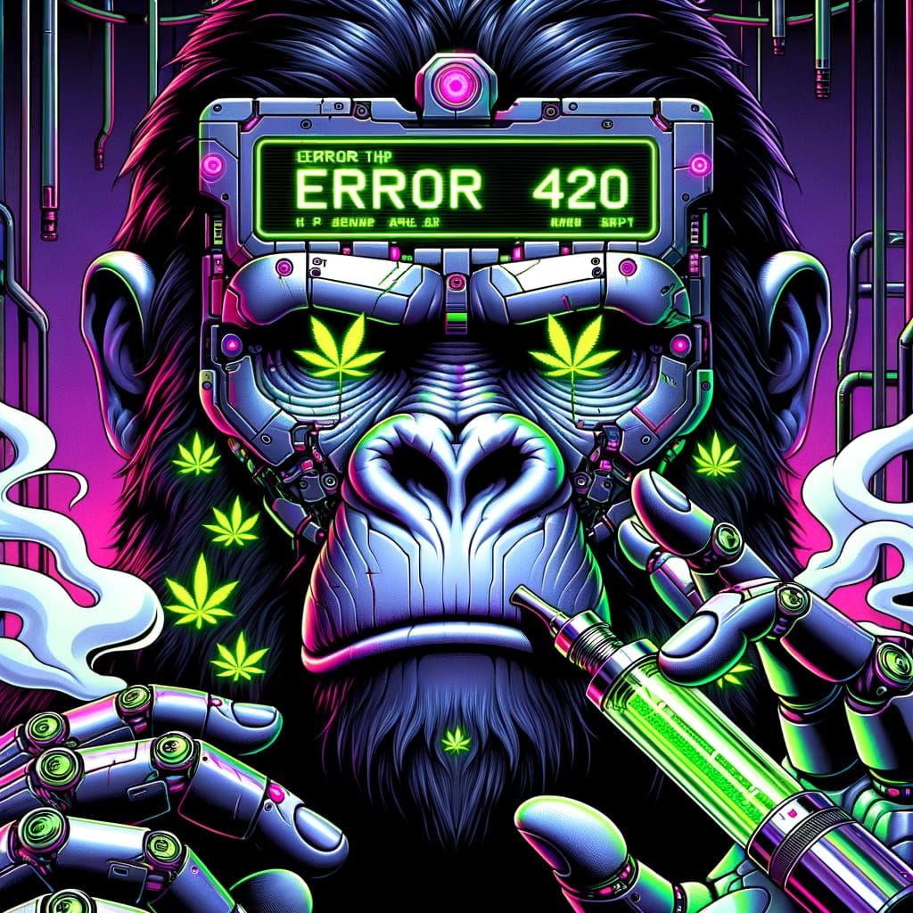 Cyborg Gorilla in Cyberpunk Error State