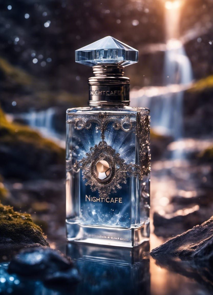 Crystal Perfume Bottle with Waterfall Landscape