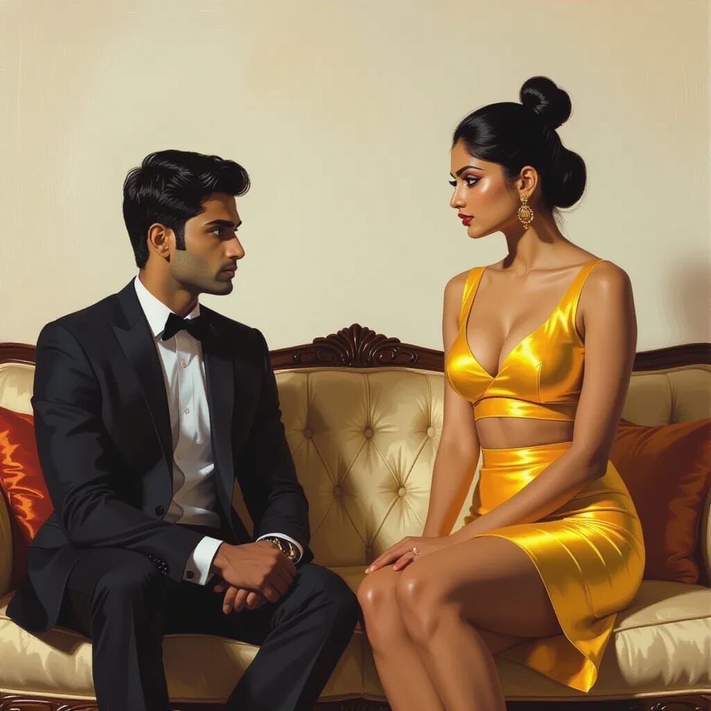 Stunning Indian Woman and Man in Dramatic Digital Painting