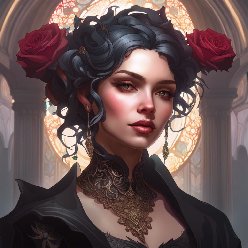 Gothic Princess Rose Portrait in Ornate Style