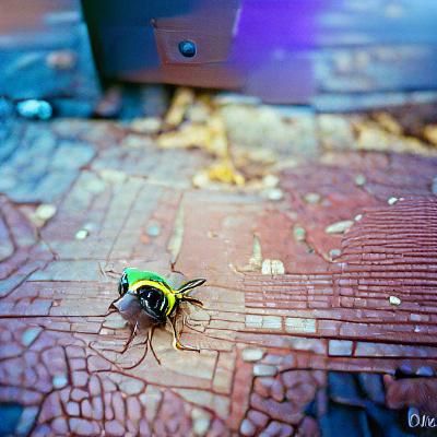 Close-up of a Bee in Kodak Ektar Style