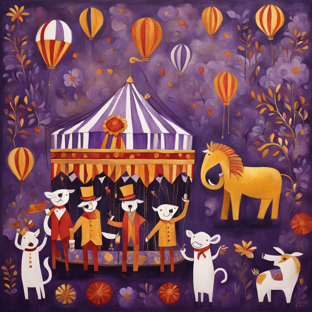 Vibrant Circus Scene in Impasto Style