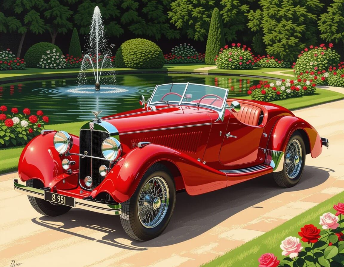 Hyperrealistic Alfa Romeo 8C 2900B in Rosso Corsa Red