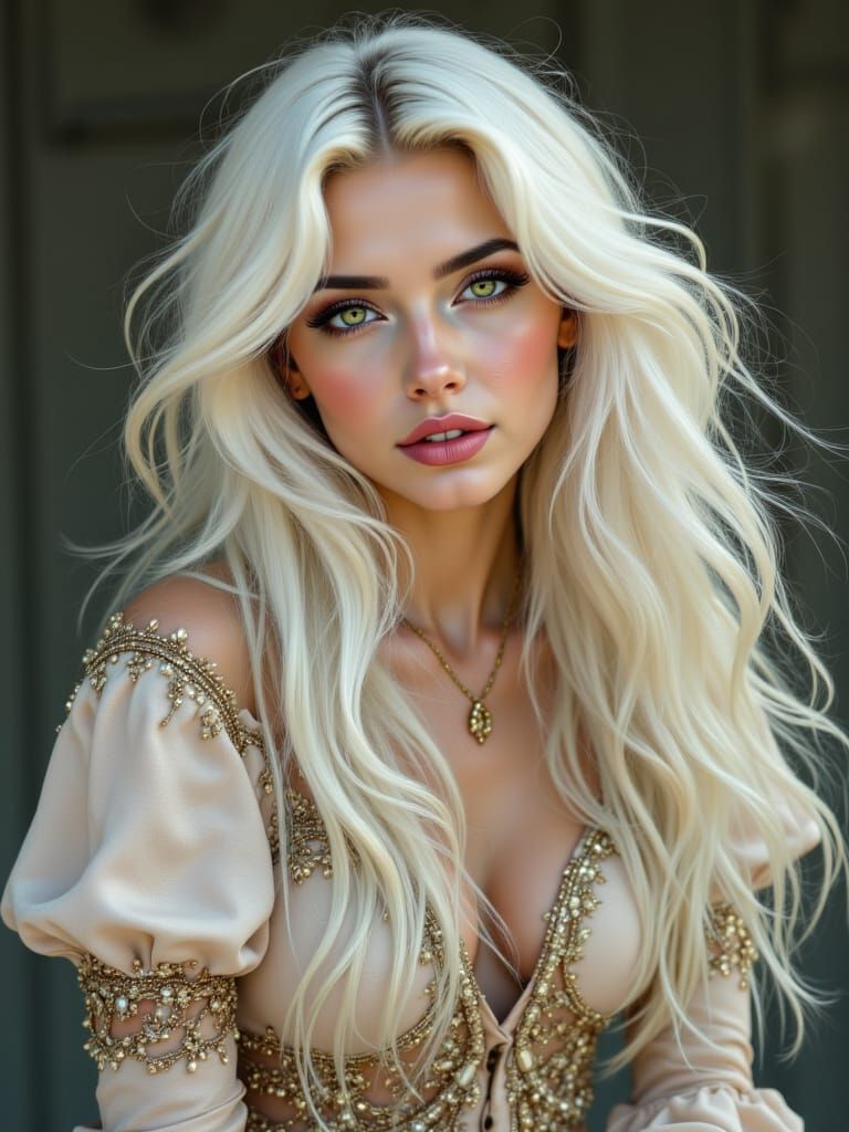 Elegant White-Haired Woman Portrait