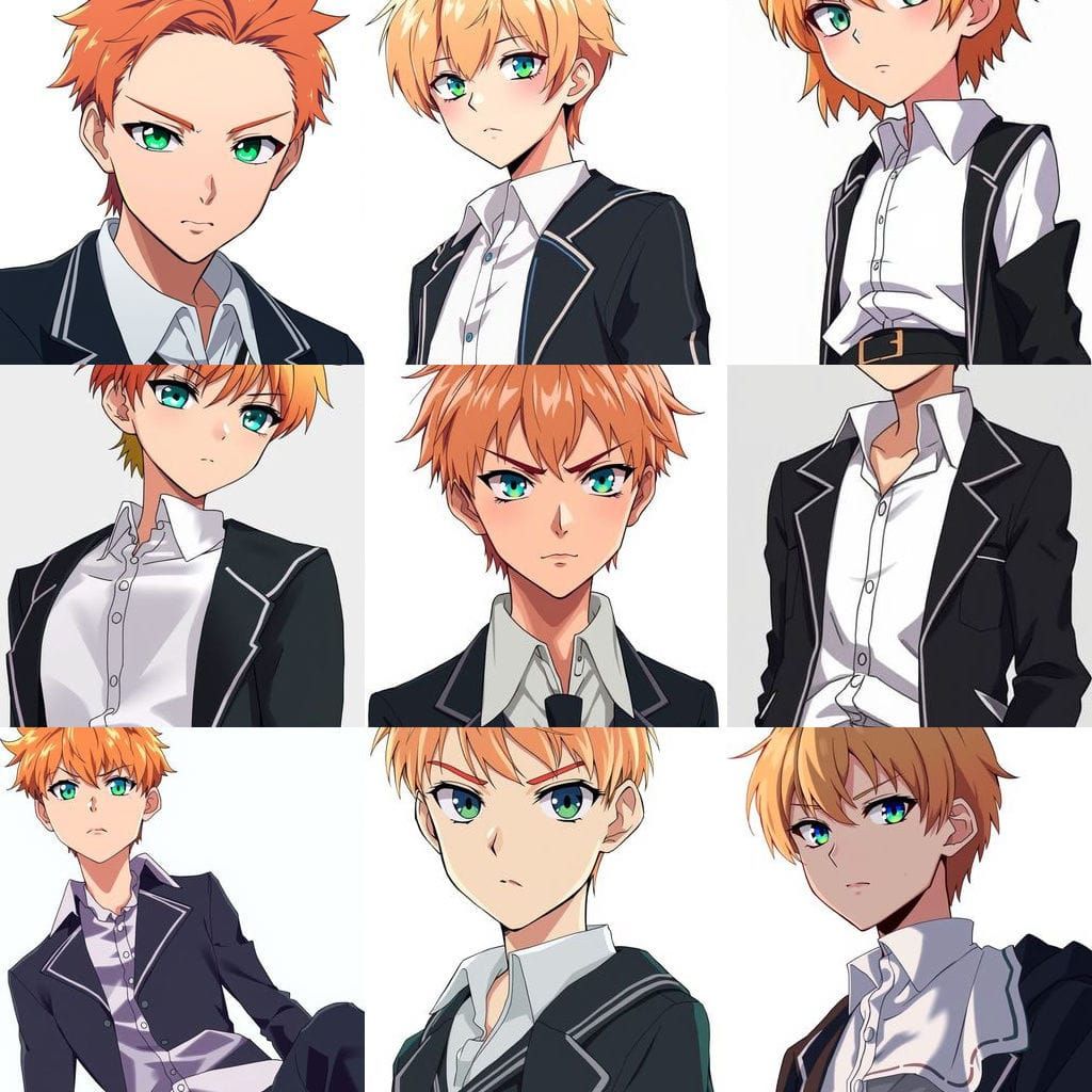 Anime Boy Portrait with Blue-Green Eyes