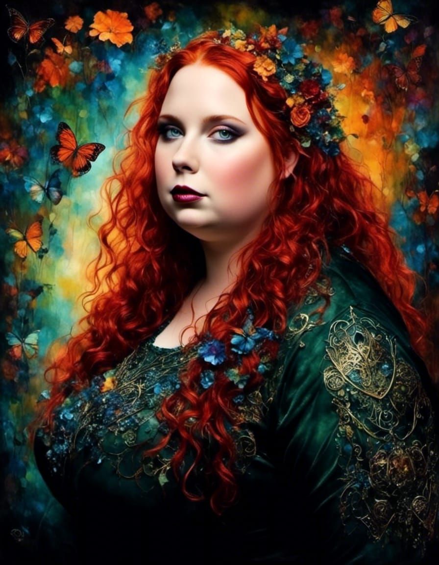 Celtic Woman Portrait in Alcohol Ink Style