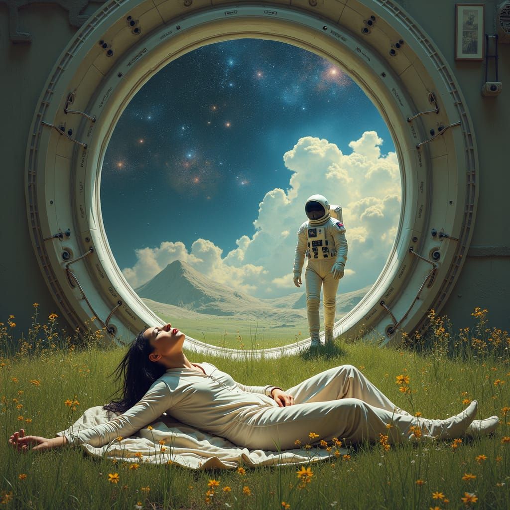 A blended Creation of a reimagined 'Christina's World' by ar...