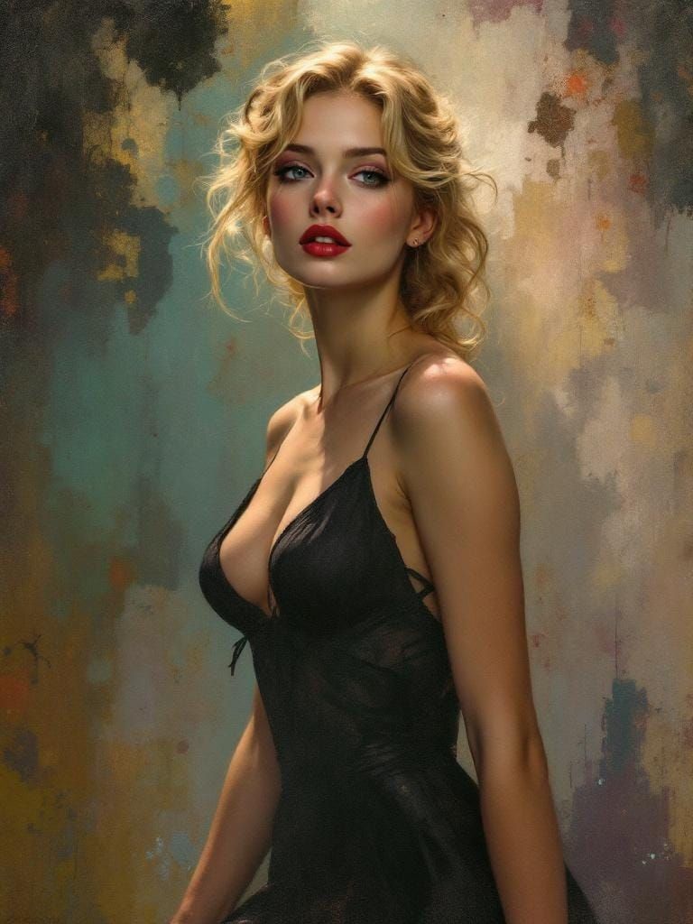 1950s Pin-Up in Art Nouveau Style