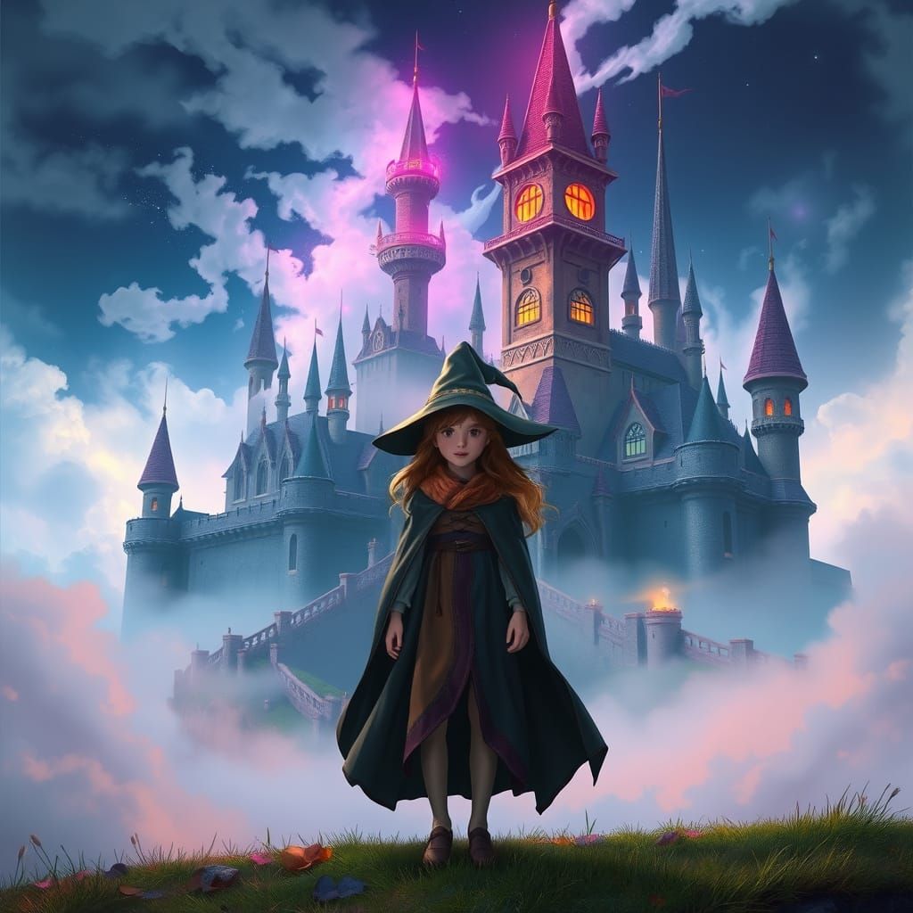 Whimsical Moving Castle Dreamscape in Anime Style