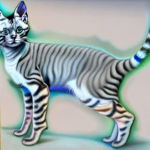 Slender Silver Tabby Devon Rex Cat Portrait