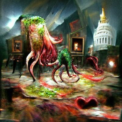 Cthulhu Monster Concept Art in Maximalist Style